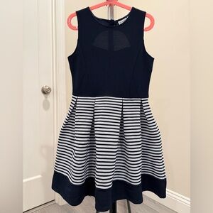 Elegant Striped Navy and White Dress